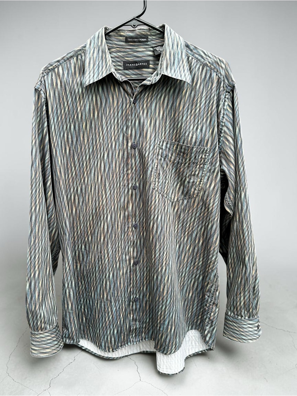Vtg Y2K Jhane Barnes Woven In Japan Abstract Jacquard Button Down 90’s Retro M